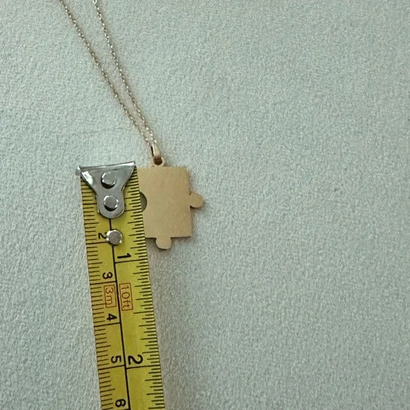 Gold Puzzle Piece Pendant Necklace Minimalist Meaningful Jewelry New - Picture 5 of 6
